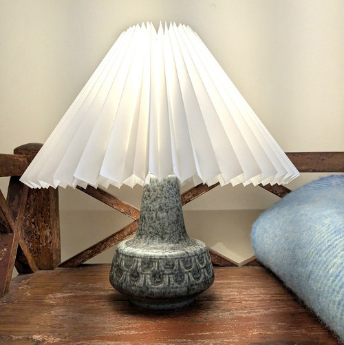 Vintage Soholm Art Pottery Sage Green Table Lamp made in Denmark 
