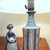 Vintage Stoneware Danish Dusky Blue Art Pottery Lamp with new pleated shade