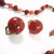 1950's Vintage Italian Red Aventurine Venetian Art Glass Necklace & Earrings