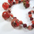 1950's Vintage Italian Red Aventurine Venetian Art Glass Necklace & Earrings