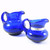 2 x Vintage Holmegaard Cobalt Blue Cream Jugs Silver Leaf Collar