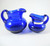 2 x Vintage Holmegaard Cobalt Blue Cream Jugs Silver Leaf Collar