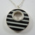 Vintage Sterling Silver Black & White Striped Pendant on Chain