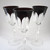 3 Vintage Czechoslovakian Deep Ruby Red Cut Clear Glass Wine Stems or Goblets