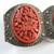 Antique Export Chinese Silver Carved Chrysanthemum Cinnabar Panel Cuff Bangle