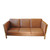 Vintage Danish Caramel 3 Seater Leather Couch or Sofa with light timber frame