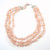 Vintage Triple Strand Pink Opalescent Glass Beaded Necklace 