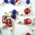 Vintage Red, Blue & White Millefiore Art Glass Bead Necklace  