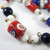 Vintage Red, Blue & White Millefiore Art Glass Bead Necklace  