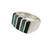 Vintage Heavy Mexican Sterling Silver Ring Malachite & Onyx Size V 1/2