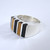 Vintage Heavy Mexican Sterling Silver Ring Tiger Eye & Onyx Size V 1/2
