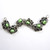 Vintage Danish Pewter & Green Cats Eye Glass Bracelet Bengt Blomqvist