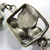 Vintage Danish Pewter & Green Cats Eye Glass Bracelet Bengt Blomqvist