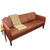 Vintage Danish Dark Caramel or Tan 3 Seater Leather Couch or Sofa with dark legs 