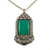  Art Deco Solid Silver Marcasite & Chrysoprase Pendant Necklace