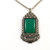  Art Deco Solid Silver Marcasite & Chrysoprase Pendant Necklace