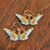 Vintage Cloisonne Butterfly earrings 14ct gold lined hooks