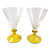 2 x 1937 Art Deco Thomas Webb Coronation Wine glasses Uranium Glow 17.5cm.