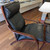 Vintage Danish BLack Leather Easy Chairs and Stool