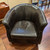 Dark Black Brown Leather Tub Chair 