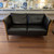Vintage Danish Dark Brown Leather & Oak 2 seater sofa by Skalma