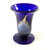 Vintage Steve Correia Art Glass Cobalt Blue Silver & Gold Pulled Feather vase