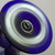 Vintage Steve Correia Art Glass Cobalt Blue Silver & Gold Pulled Feather vase