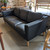 Vintage Danish Black Leather 3 seater Sofa or Couch with shaped arms