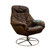 Vintage Mid Century Danish Dark Brown Leather Swivel Chair 'Silhouette' by Bramin with Chrome base