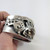 Vintage Mexican Faus F Sterling Silver & Smokey Quartz Cuff Bangle Bracelet