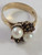  Vintage 9ct gold garnet and pearl ring 4.3gms