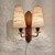 Pair Vintage Mid Century Danish Teak Wall Light or Sconces with original shades