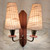 Pair Vintage Mid Century Danish Teak Wall Light or Sconces with original shades