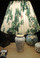  Vintage Danish Marbled Ceramic Lamp with Pleated Shade