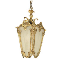 Vintage French Empire Style Brass 5 panel Light Fitting Chandelier 