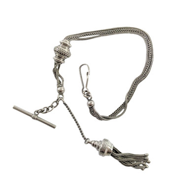 Antique 800 Silver Fancy Link Fob Chain with slider In Store