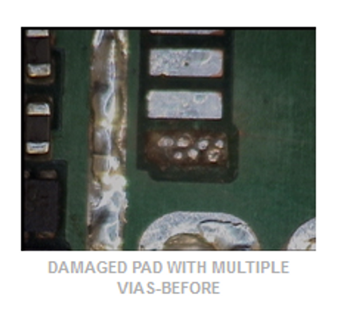 Damaged Pad with Multiple Vias-Before Damaged Pad with Multiple Vias-Before