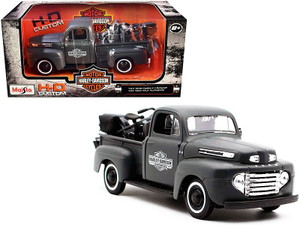 1948 Ford F-1 Pickup Truck and 1942 Harley-Davidson WLA Flathead Motorcycle Matt Dark Gray "Harley- F977-32185gry 1948 Ford F-1 Pickup Truck and 1942 Harley-Davidson WLA Flathead Motorcycle Matt Dark Gray "Harley- F977-32185gry