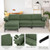 Extra Large Modular L-shaped Sectional Sofa with Reversible Chaise for 4-5 People-Army Green - Colo D681-HV10301GN-A+HV10301GN-B+HV10301US-GN-D Extra Large Modular L-shaped Sectional Sofa with Reversible Chaise for 4-5 People-Army Green - Colo D681-HV10301GN-A+HV10301GN-B+HV10301US-GN-D