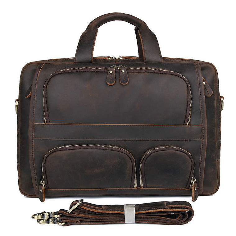 MAHEU Vintage Leather Mens Briefcase With Pockets Cowhide Bag Q119-CJNS1189794