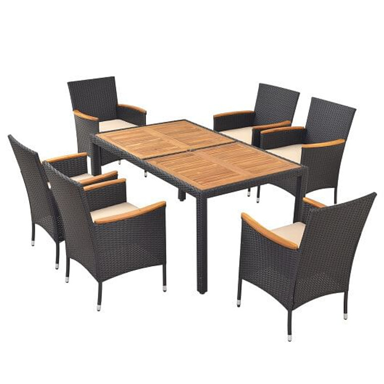 7 Pieces Outdoor Dining Set with Umbrella Hole for Backyard D681-HW71909+