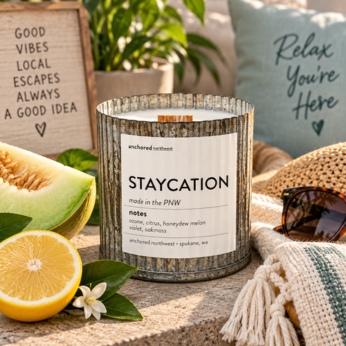 Staycation Rustic Vintage Candle