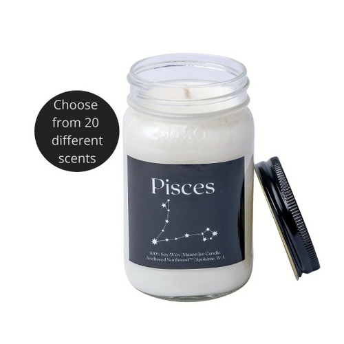 Pisces (Feb 19-March 20) Zodiac Mason Jar Candle