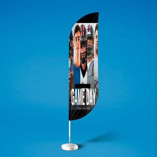 Match Day Crest Flag, promotional flag with images of football players and the text 'Game Day' for sports events.