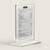 Flyer holder, transparent acrylic stand displaying a restaurant menu.