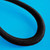 Banner Bungee Cords, close-up of a black elastic bungee cord on blue background.