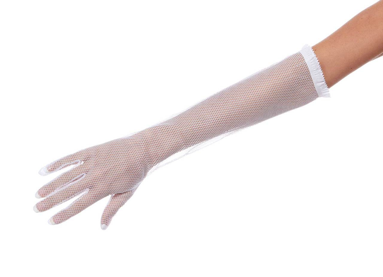 Heaven Sent White Mesh Elbow Length Gloves - Main Image