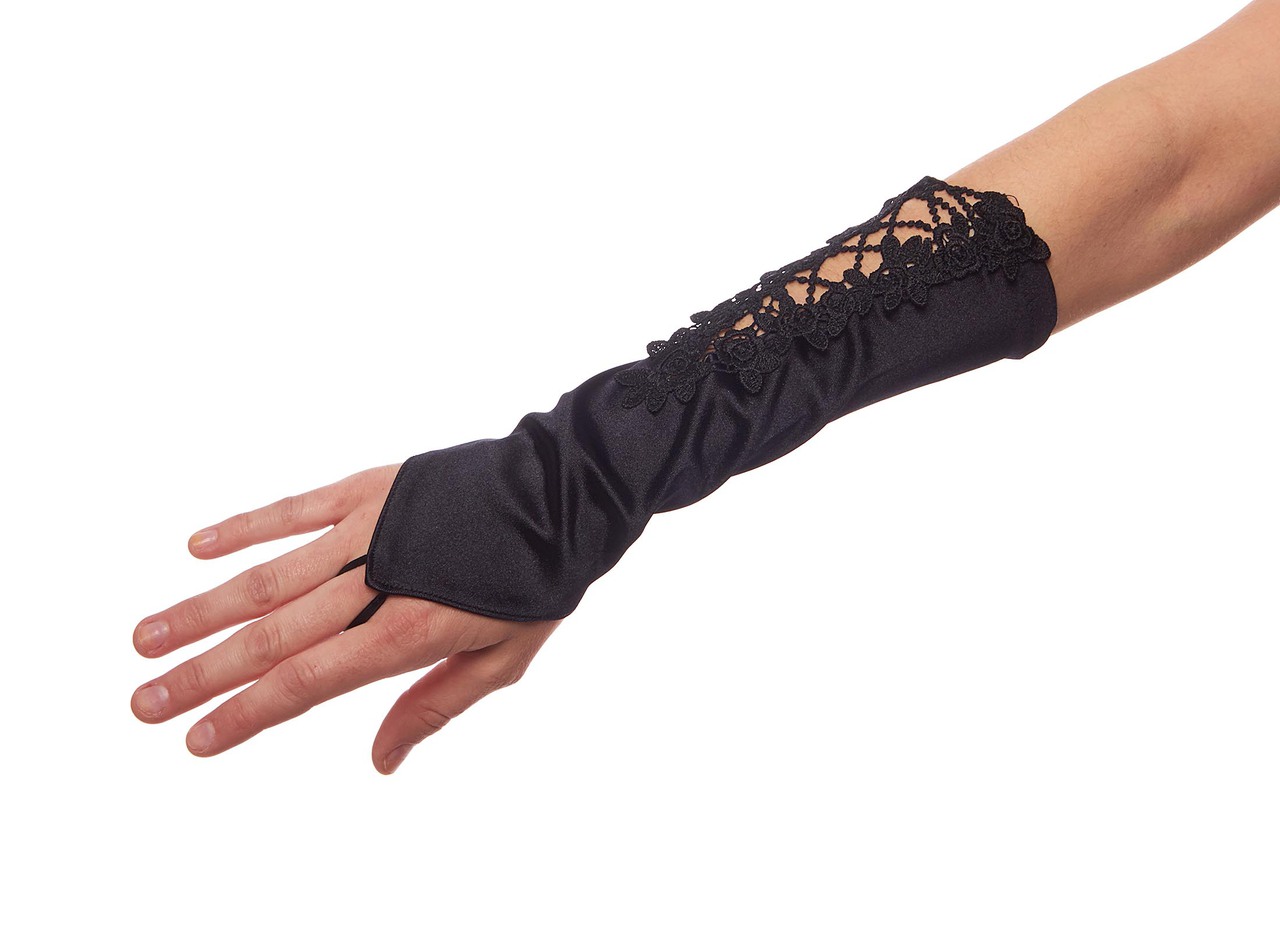 Secret Garden Satin Fingerless Elbow Length Gloves with