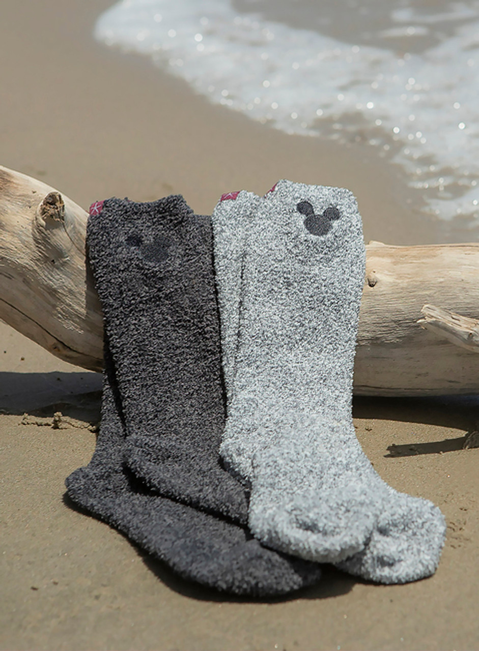 Barefoot Dreams CozyChic Heathered Mens Socks HE-BEACH ROCK/WHITE