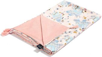 La Millou Velvet Blanket, Sleepy Owls - Powder Pink - 32 x 40 in